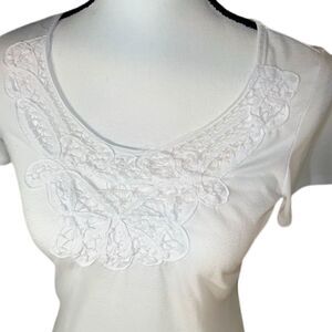 Kirra  White Crochet Easy Tee